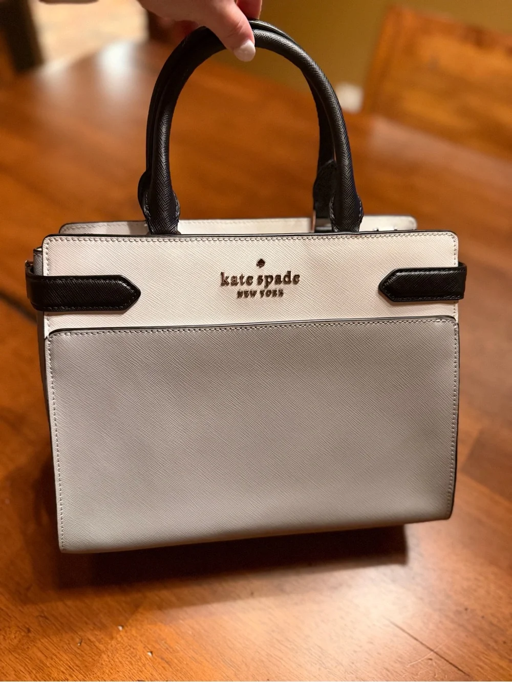Kate Spade NWOT Colorblock Black/Grey Leather Top-Handle Crossbody Bag